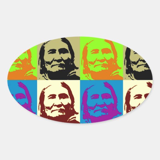 ポップ・アートのArt Freedom Fighter Geronimo 楕円形シール (正面)