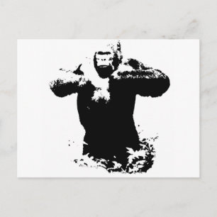 ポップ・アートのArt Gorilla Beating Chestはがき ポストカード
