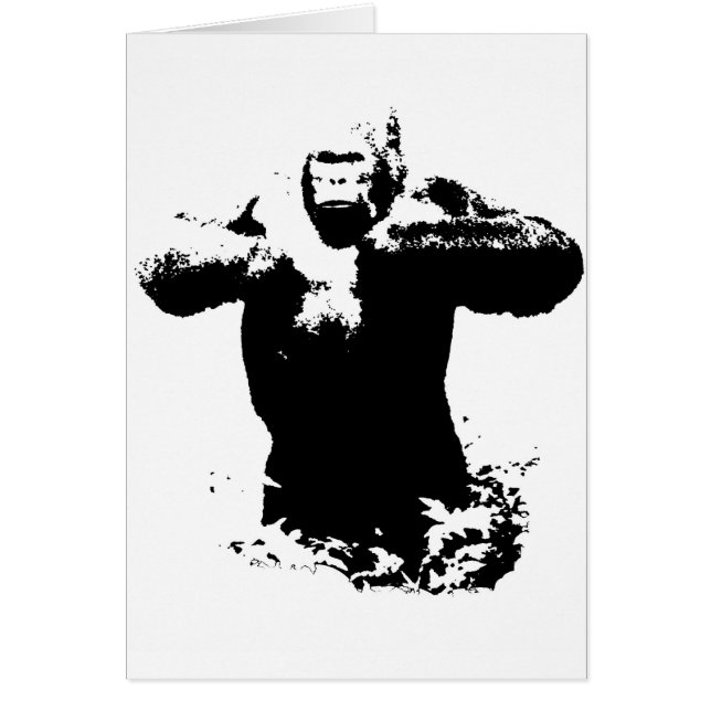 ポップ・アートのArt Gorilla Beating Chest Card (正面)