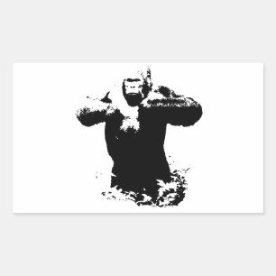 ポップ・アートのArt Gorilla Beating Chest Rectangle 長方形シール