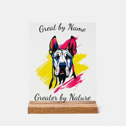 ポップ・アートのArt Great Daneカスタマイズ可能デザイン アクリルサイン (正面)