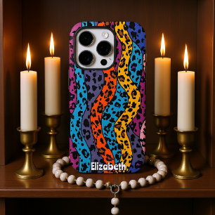 ポップ・アートのArt Leopard:虹の波 iPhone 16 Proケース