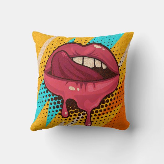 ポップ・アートのArt Lips:ヴィンテージトレンディー クッション (裏面)