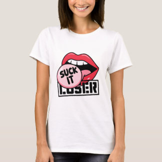 ポップ・アートのArt Lips with Sassy "吸It Loser"デザイン Tシャツ