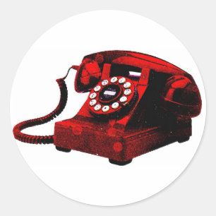 ポップ・アートのArt Old Desk Telephone Boxシール ラウンドシール