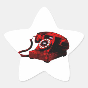 ポップ・アートのArt Old Desk Telephone Box 星シール