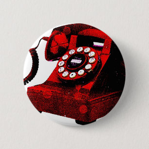 ポップ・アートのArt Old Desk Telephone Box 缶バッジ