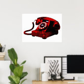 ポップ・アートのArt Old Red Desk Telephone Box ポスター (ホームオフィス)