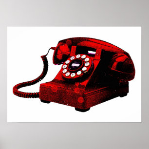 ポップ・アートのArt Old Red Desk Telephone Box ポスター