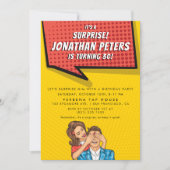 ポップ・アートのArt Speech Bubble Surprise Birthdayパーティー 招待状 (正面)