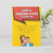 ポップ・アートのArt Speech Bubble Surprise Birthdayパーティー 招待状 (スタンド正面)