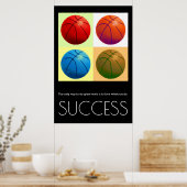 ポップ・アートのArt Success やる気を起こさせる Basketballスタイリッシュ ポスター (キッチン)