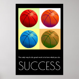 ポップ・アートのArt Success やる気を起こさせる Basketballスタイリッシュ ポスター