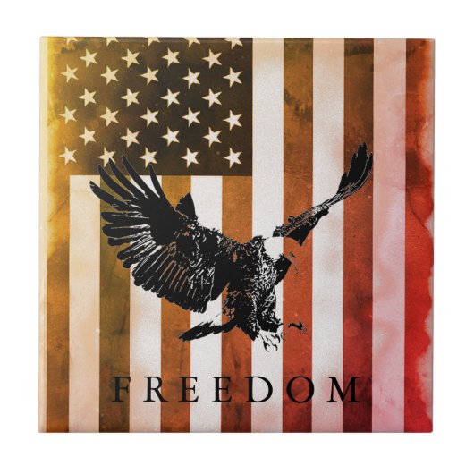 ポップ・アートのArt US Flag Freedom Eagle Landing タイル (正面)