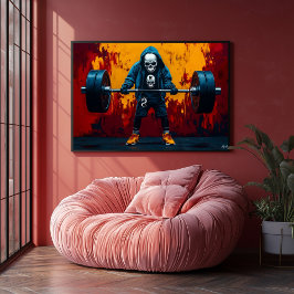 ポップ・アートのArt Weightlifting Skeleton - Gym Warrior ポスター