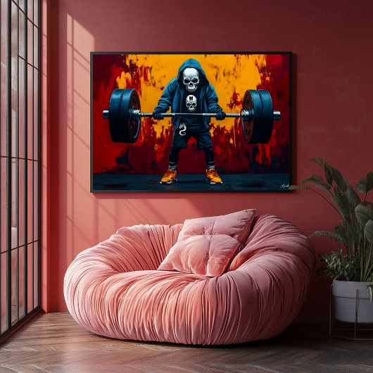 ポップ・アートのArt Weightlifting Skeleton - Gym Warrior ポスター