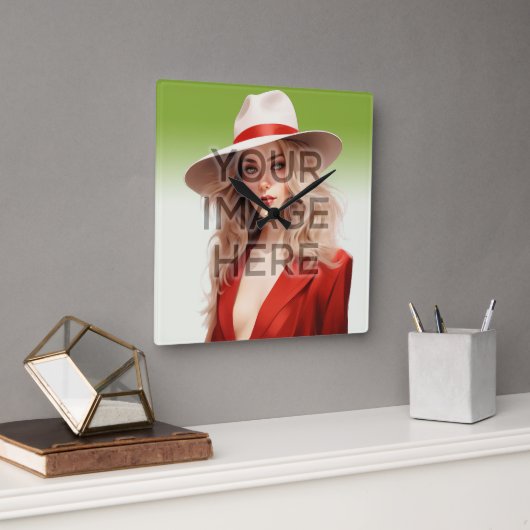 ポップ・アートのCulture Signable Add Photoパーソナライズされたカスタム スクエア壁時計 (オフィス)