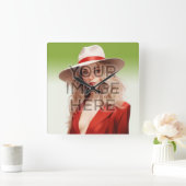 ポップ・アートのCulture Signable Add Photoパーソナライズされたカスタム スクエア壁時計 (ホーム)