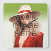 ポップ・アートのCulture Signable Add Photoパーソナライズされたカスタム スクエア壁時計 (正面)