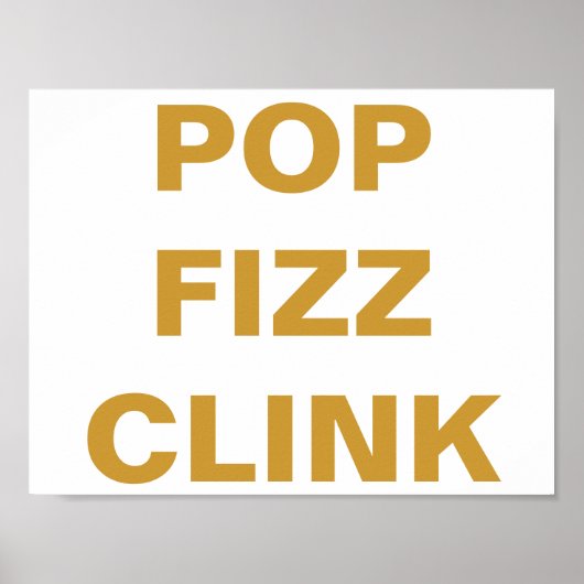 ポップ・アートのFIZZ CLINKパーティーバーカート標識 ポスター (正面)