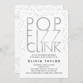 ポップ・アートのFizz Clink Bridal Shower Invitation, Silve 招待状 (正面/裏面)
