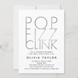 ポップ・アートのFizz Clink Bridal Shower Invitation, Silve 招待状