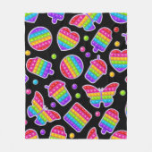 ポップ・アートのitレインボー蝶とハート フリースブランケット (正面)