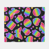 ポップ・アートのitレインボー蝶とハート フリースブランケット (正面(横))