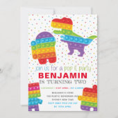 ポップ・アートのIt少年誕生日恐竜ロボット誕生日 招待状 (正面)