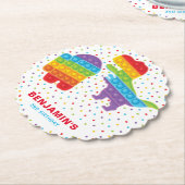 ポップ・アートのIt恐竜ロボット少年誕生日 ペーパーコースター (アングル)