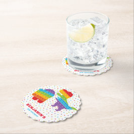 ポップ・アートのIt恐竜ロボット少年誕生日 ペーパーコースター