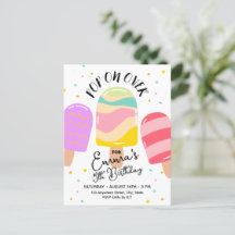 ポップ・アートのOn Over Birthday Party招待状