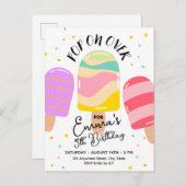 ポップ・アートのOn Over Birthday Party招待状 インビテーションポストカード (正面/裏面)