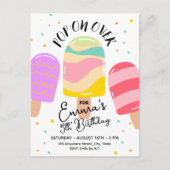 ポップ・アートのOn Over Birthday Party招待状 インビテーションポストカード (正面)