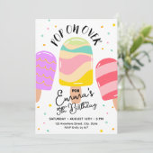 ポップ・アートのOn Over Birthday Party招待状 招待状 (スタンド正面)