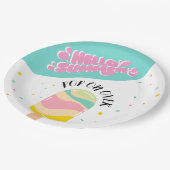 ポップ・アートのOver Birthdayパーティー ペーパープレート (アングル)