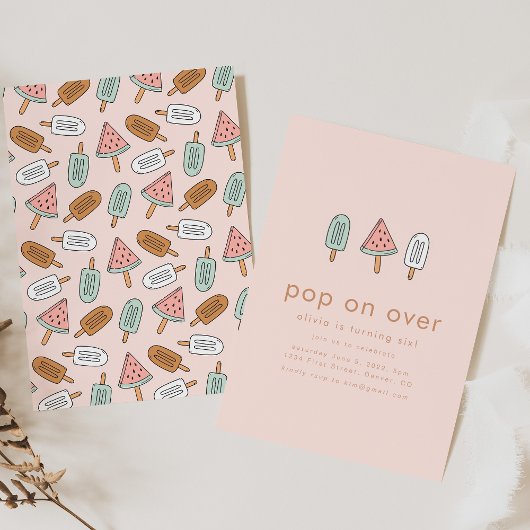 ポップ・アートのOver Summer Popsicle Birthday Party招待状 招待状
