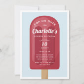 ポップ オン オーバー | アイスポップの夏の子供の誕生日パーティー 招待状 (正面)