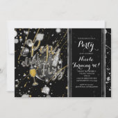 ポップ クランク フィズ シャンパン バブル パーティー 招待状 (正面)