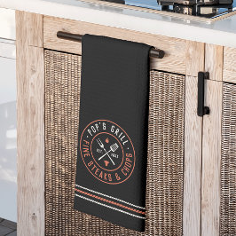 ポップ・グリルパーソナライズされた年の設立 キッチンタオル