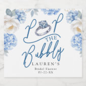 ポップ・ザ・バブル ブライダルシャワーのためのスパークリングワインボトルラベル 青 スパークリングワインラベル (シングルラベル)