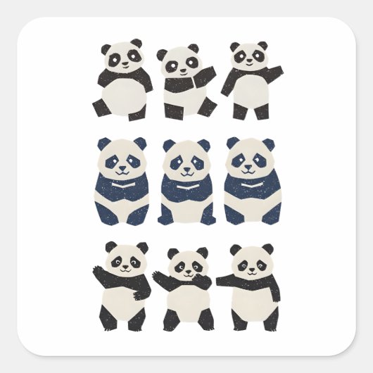 ポップ・シンプルなデザイン☆ぱんだのシール Vol.1 スクエアシール (正面)