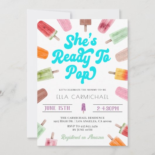 ポップ！パプシクル ベイビーシャワー 招待状 (正面)