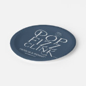 ポップ フィズ クリンク エンゲージメント パーティー ブルー ペーパープレート (アングル)