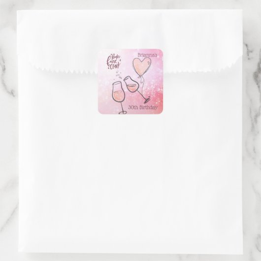 ポップ フィズ クリンク ワイン グラス シャンパン お祝い スクエアシール (バッグ)