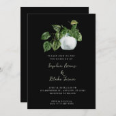 ポッモダントプラントブラック結婚ズ 招待状 (正面/裏面)