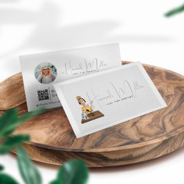 ポッモダンド図解入りの、写真付きのキャスト写真QRコード 名刺