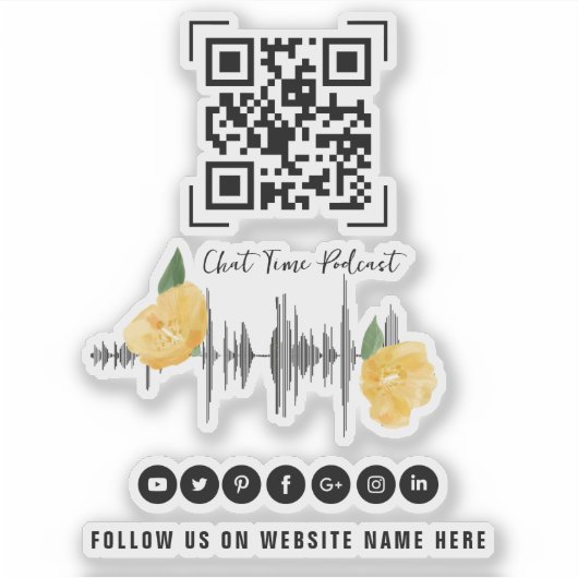 ポッモダン図解入りの、写真付きのドキャストQRコー後を追ド シール (正面)