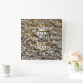 ポッ保プコーン·デコールに載ってるテキスト スクエア壁時計 (ホーム)