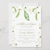 ポッ男女兼用ドのモダンスイートピーの赤ちゃんシャワー 招待状 (正面)